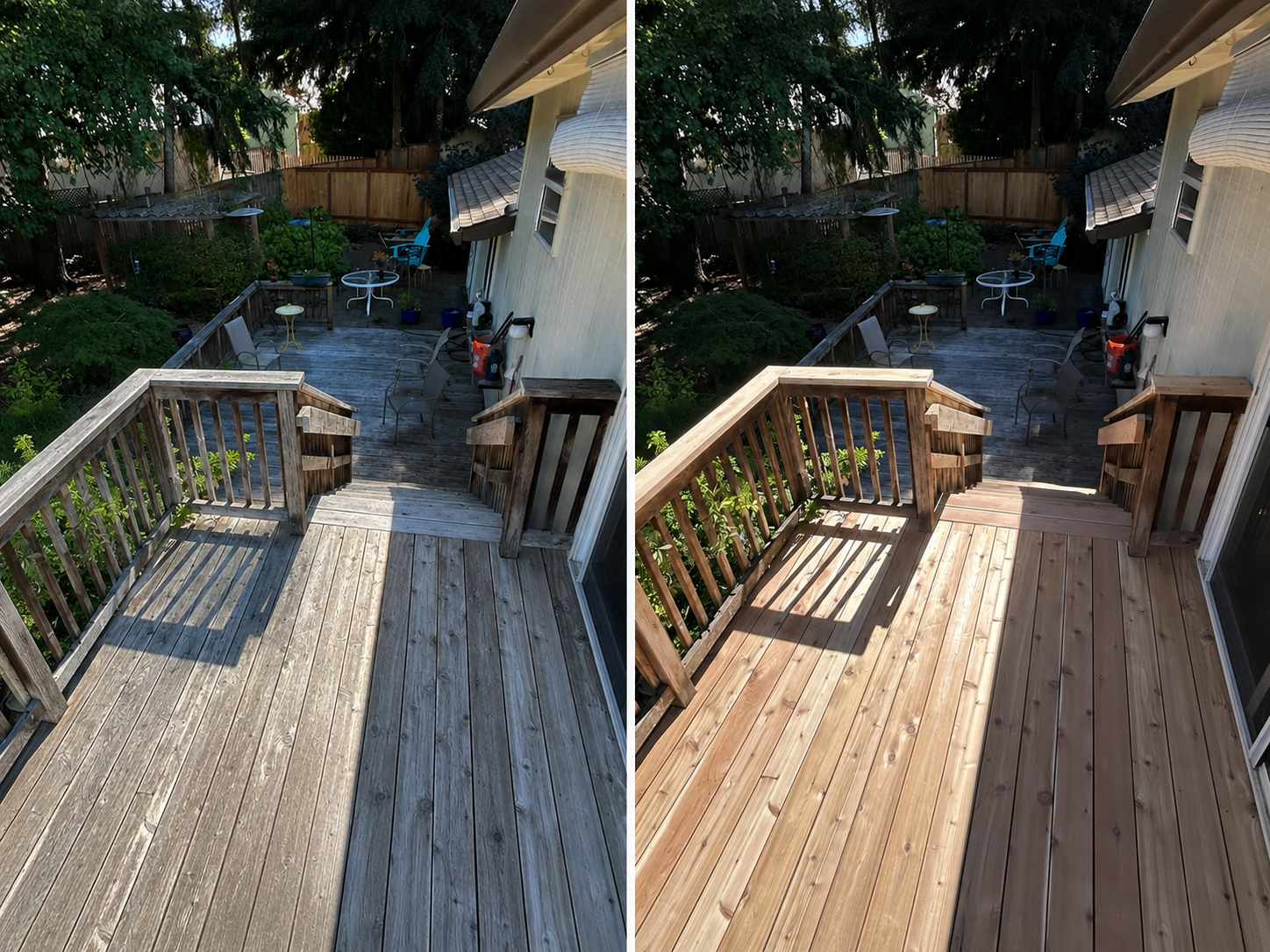 Before and after example of repair & restore deck work