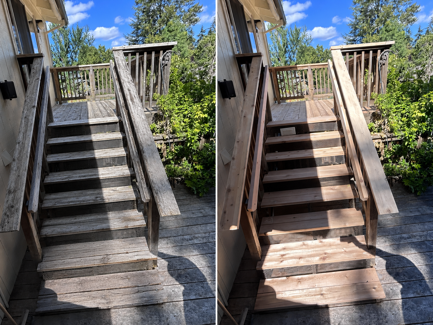 Before and after example of resurface deck work